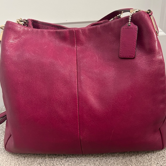 Coach Soft Leather "Edie" Handbag; Fuchsia, 2 Straps - Picture 2 of 13